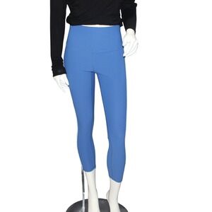 Move Theology Blue High Waist Leggings White Stripe Size L